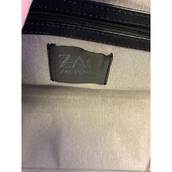 Zac Posen Satchel Purse Black Leather Fur Stripes Tote Crossbody Strap Snap - Picture 13 of 16